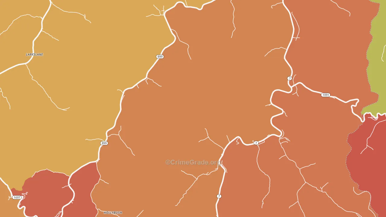 Raven, KY Map of Vandalism Rates