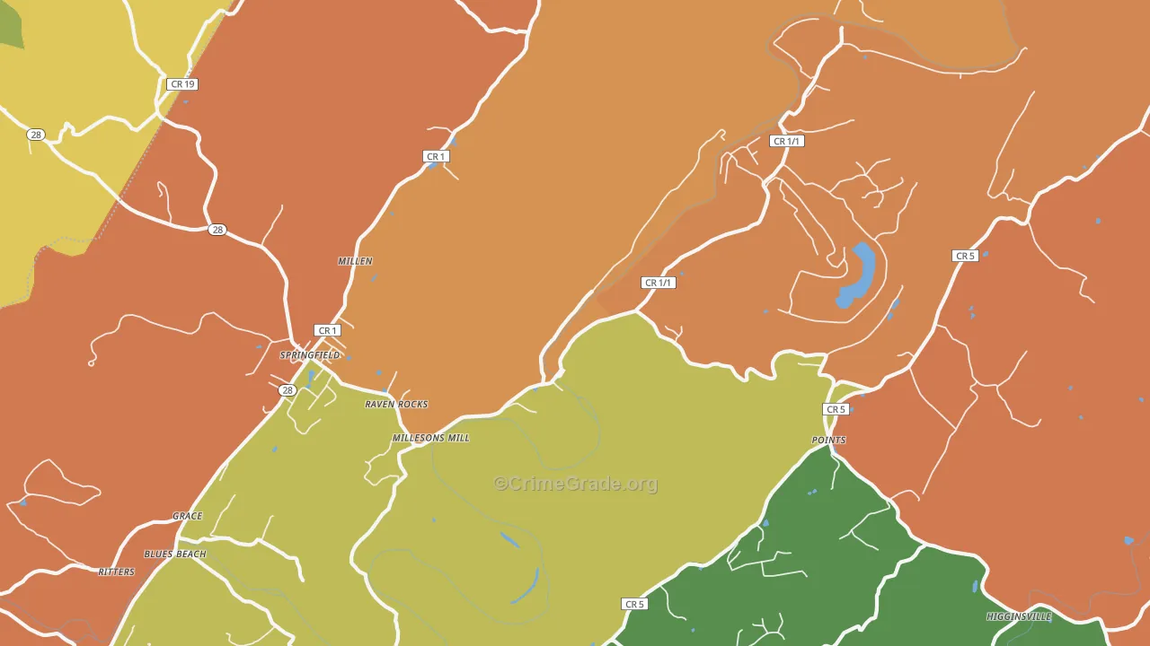 Raven Rocks, WV Map of Vandalism Rates