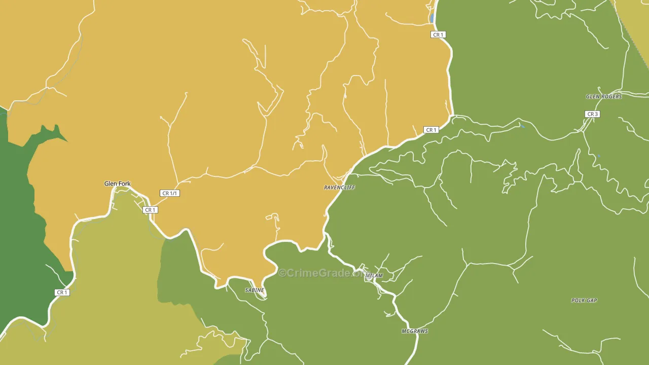 Ravencliff, WV Map of Vandalism Rates