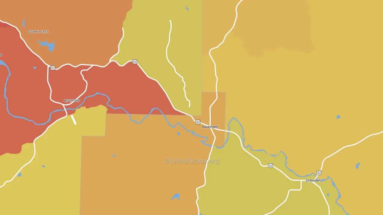 Ravenden, AR Map of Vandalism Rates