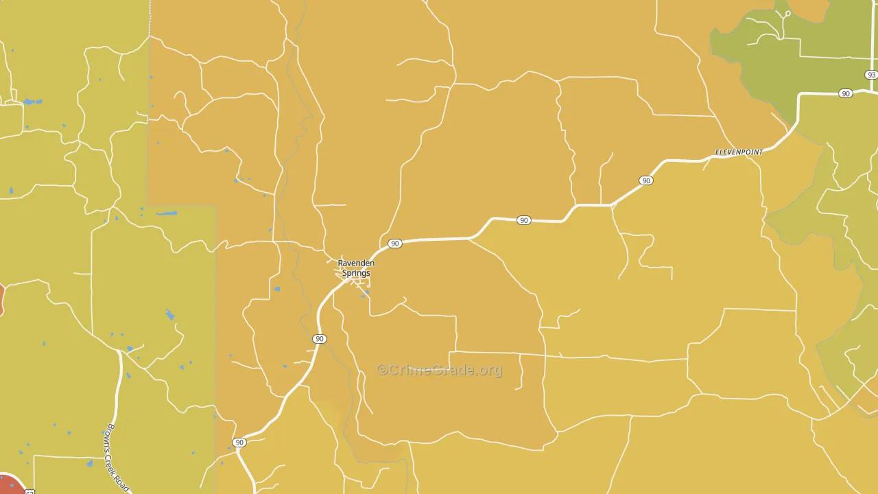 Ravenden Springs, AR Map of Vandalism Rates