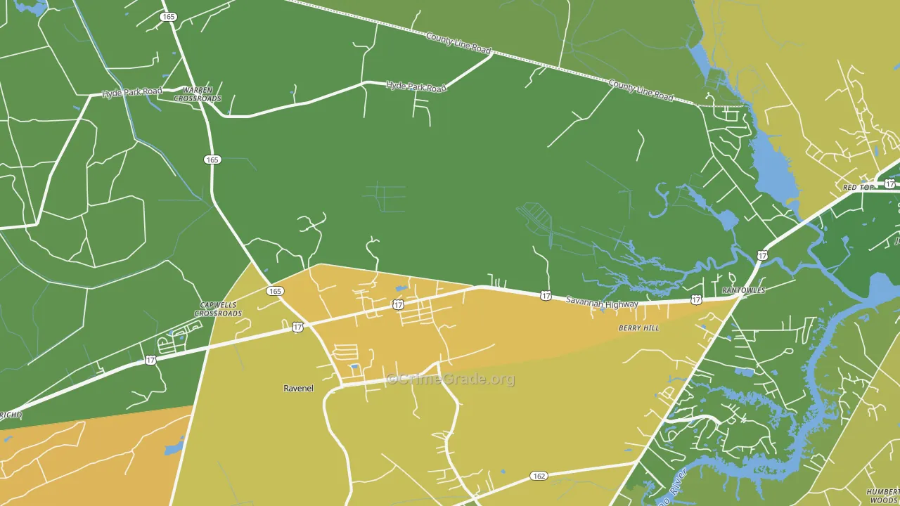 Ravenel, SC Map of Vandalism Rates