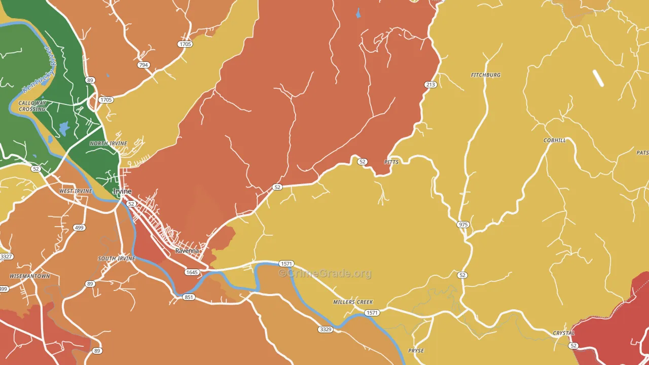 Ravenna, KY Map of Vandalism Rates