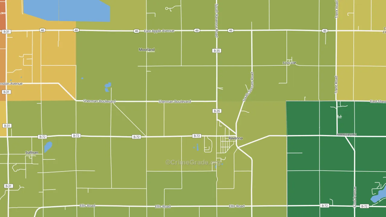 Ravenna, MI Map of Vandalism Rates