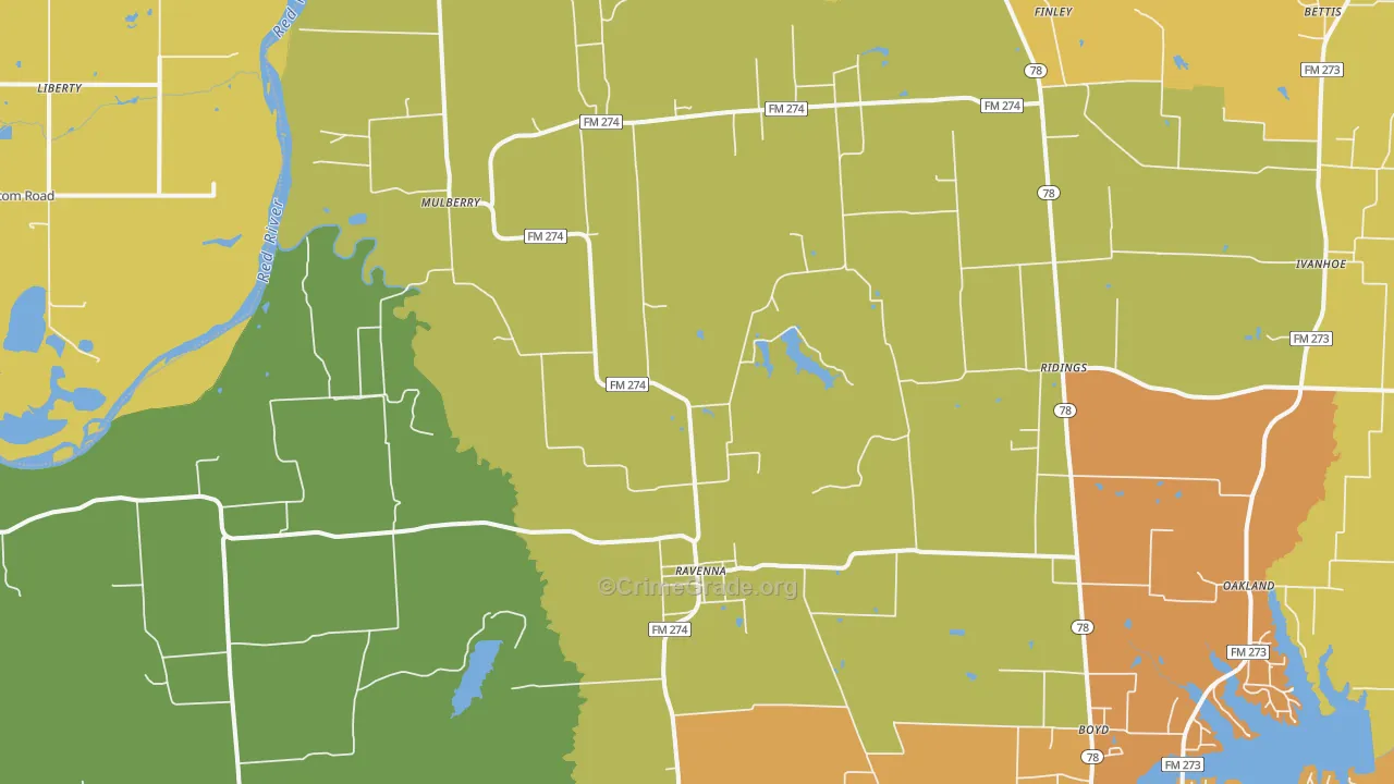 Ravenna, TX Map of Vandalism Rates