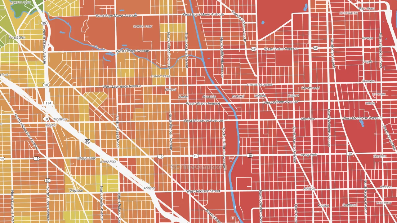 Ravenswood Manor, Chicago, IL Map of Vandalism Rates