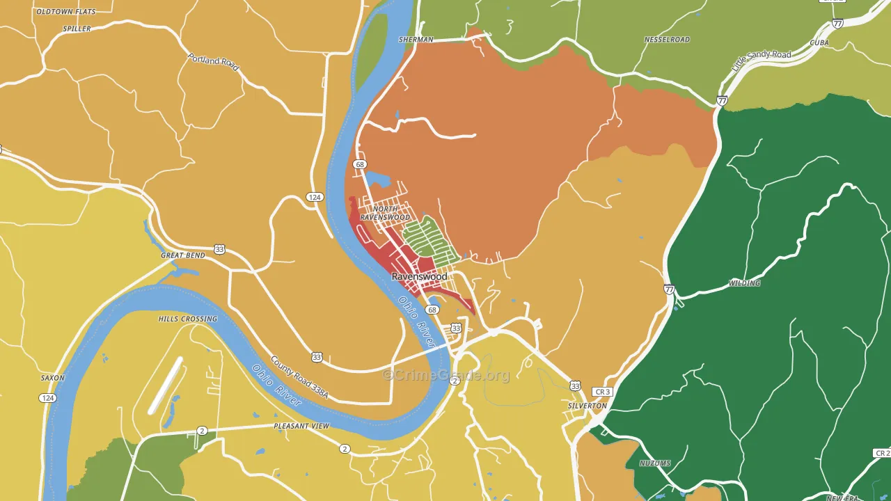 Ravenswood, WV Map of Vandalism Rates