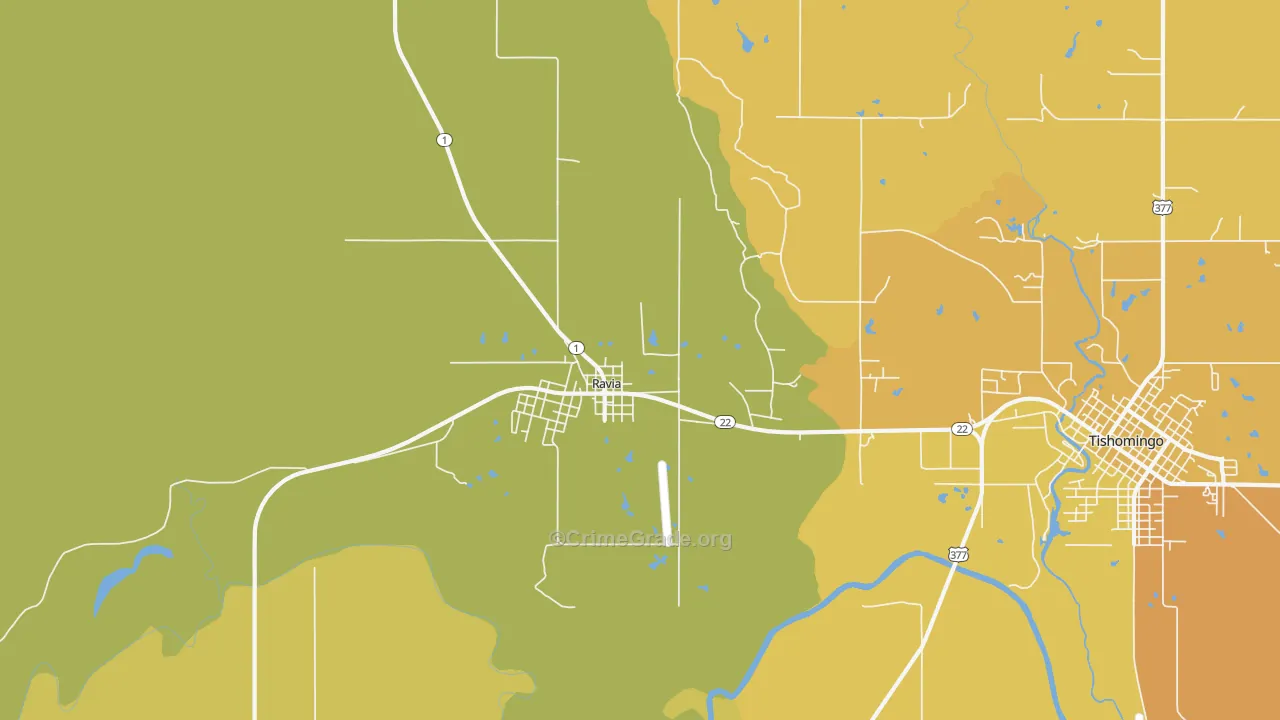 Ravia, OK Map of Vandalism Rates
