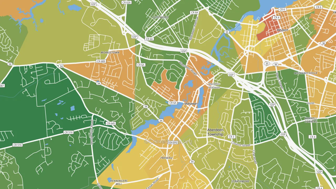 Ravine Gardens, Matawan, NJ Map of Vandalism Rates