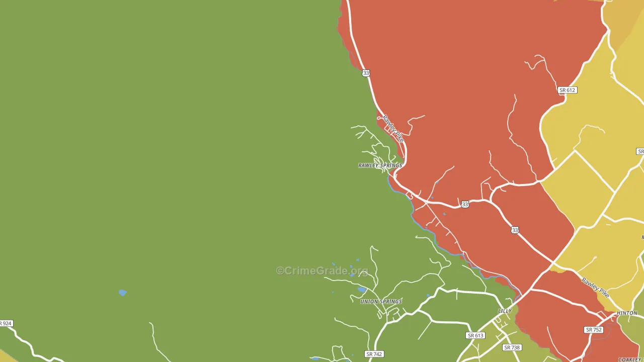 Rawley Springs, VA Map of Vandalism Rates