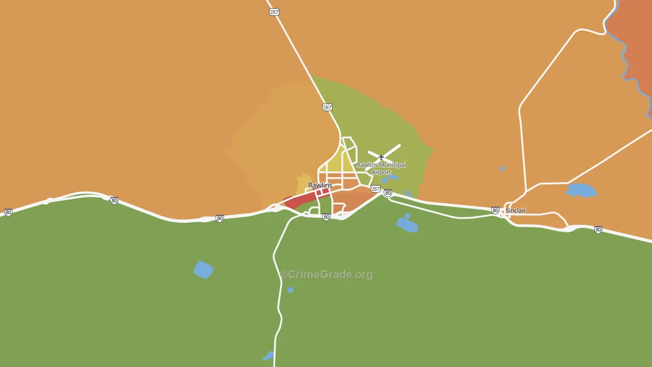 Rawlins, WY Map of Vandalism Rates