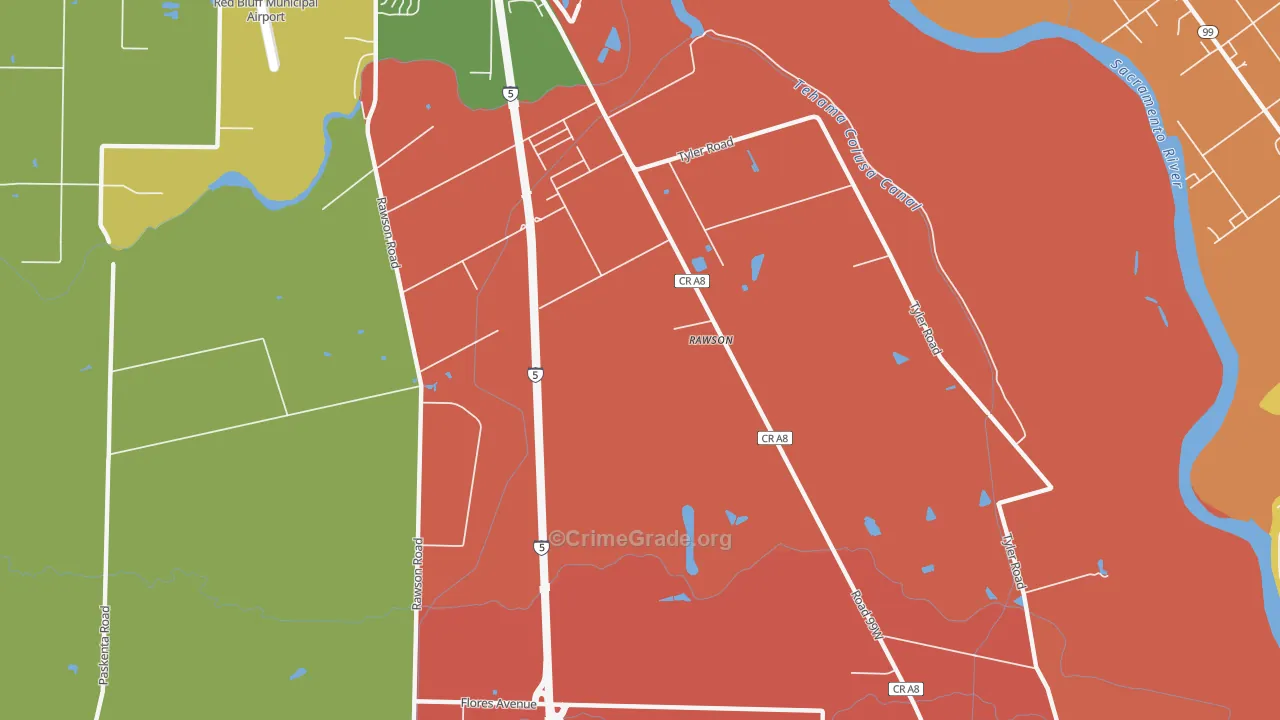 Rawson, CA Map of Vandalism Rates