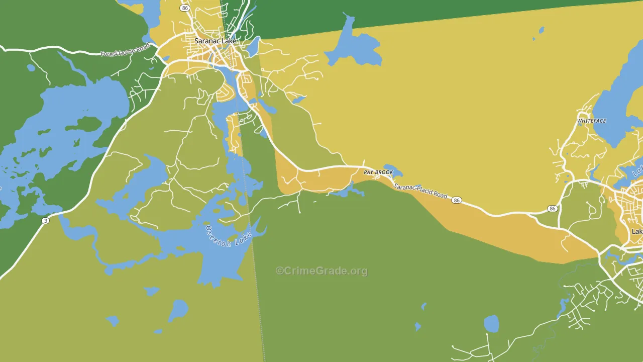 Ray Brook, NY Map of Vandalism Rates