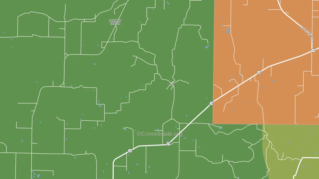 Ray, IL Map of Vandalism Rates