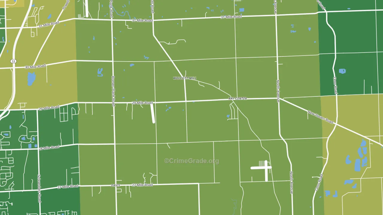 Ray, MI Map of Vandalism Rates