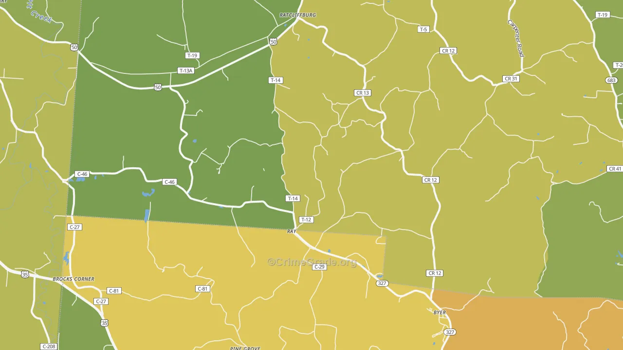 Ray, OH Map of Vandalism Rates