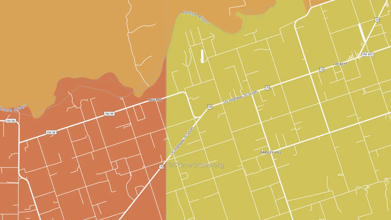 Rayland, TX Map of Vandalism Rates