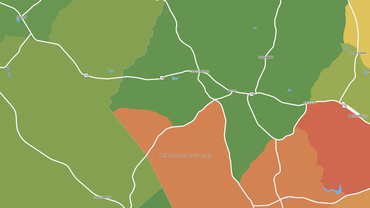 Rayle, GA Map of Vandalism Rates