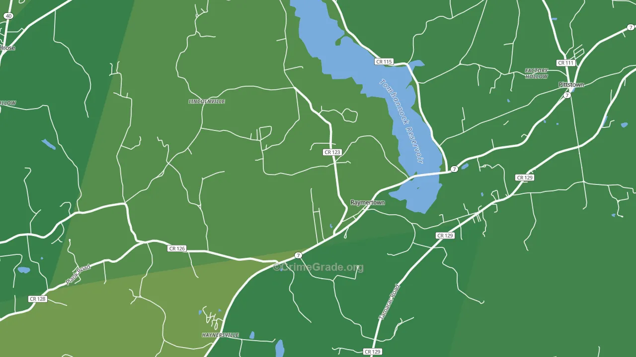 Raymertown, NY Map of Vandalism Rates