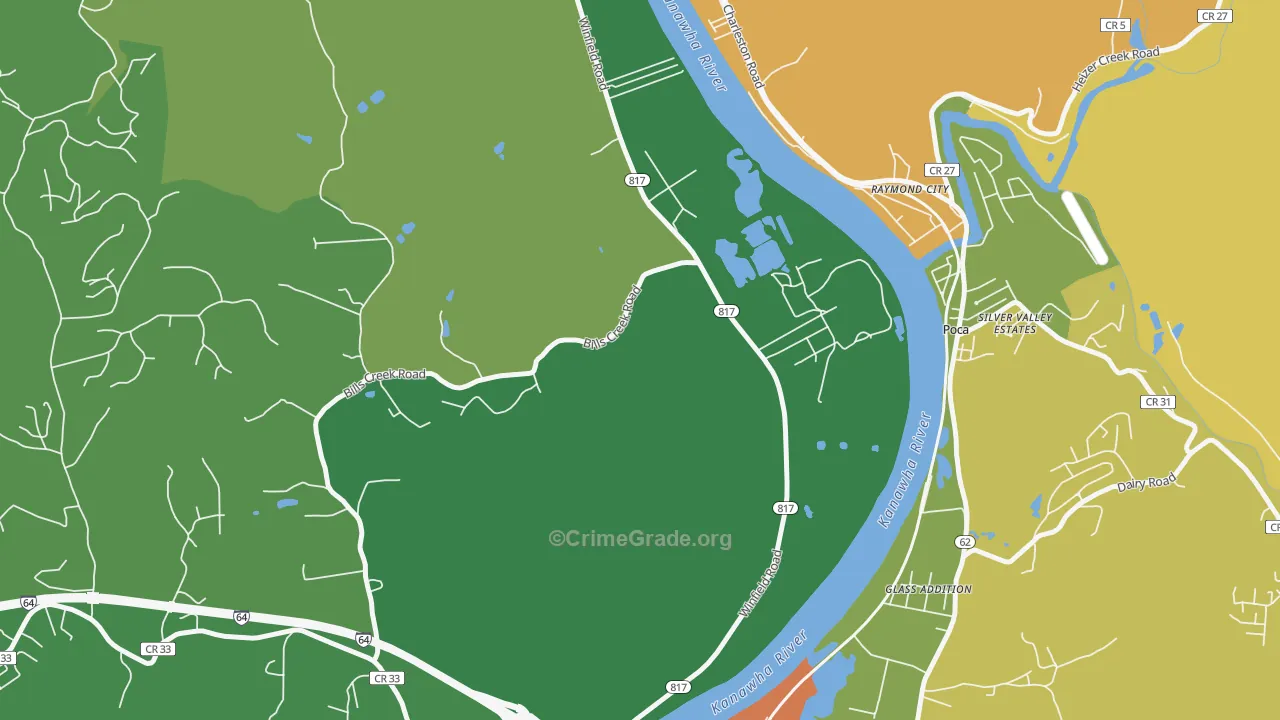 Raymond City, WV Map of Vandalism Rates