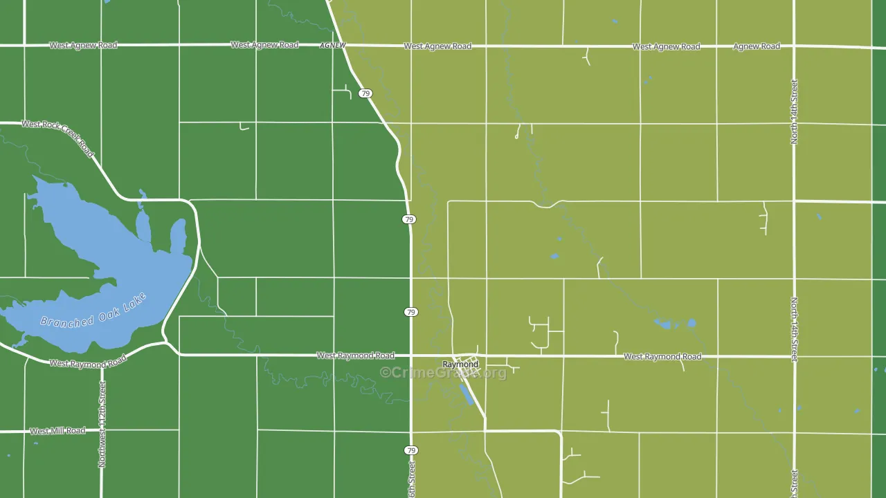 Raymond, NE Map of Vandalism Rates