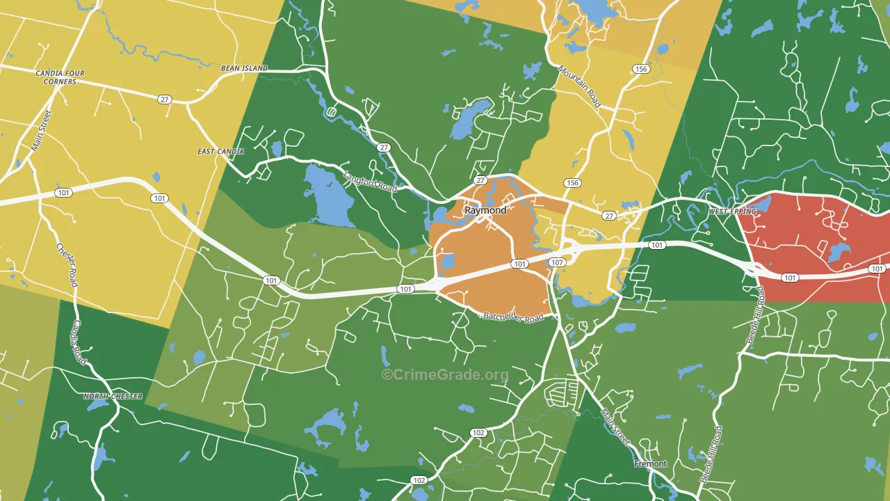 Raymond, NH Map of Vandalism Rates