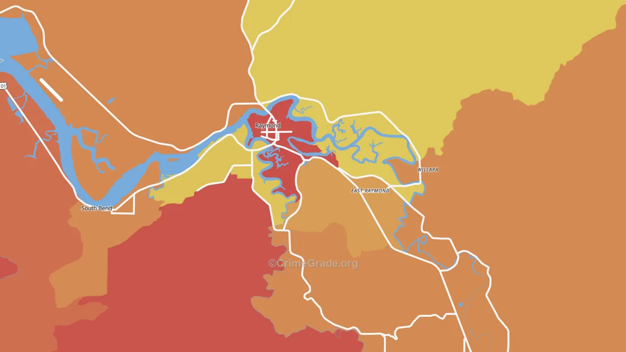Raymond, WA Map of Vandalism Rates