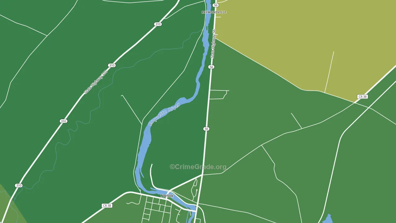 Raymondville, NY Map of Vandalism Rates