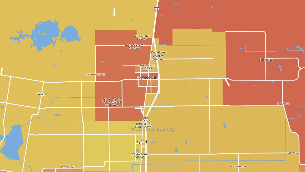 Raymondville, TX Map of Vandalism Rates