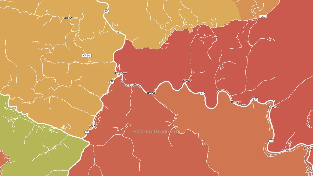 Raysal, WV Map of Vandalism Rates