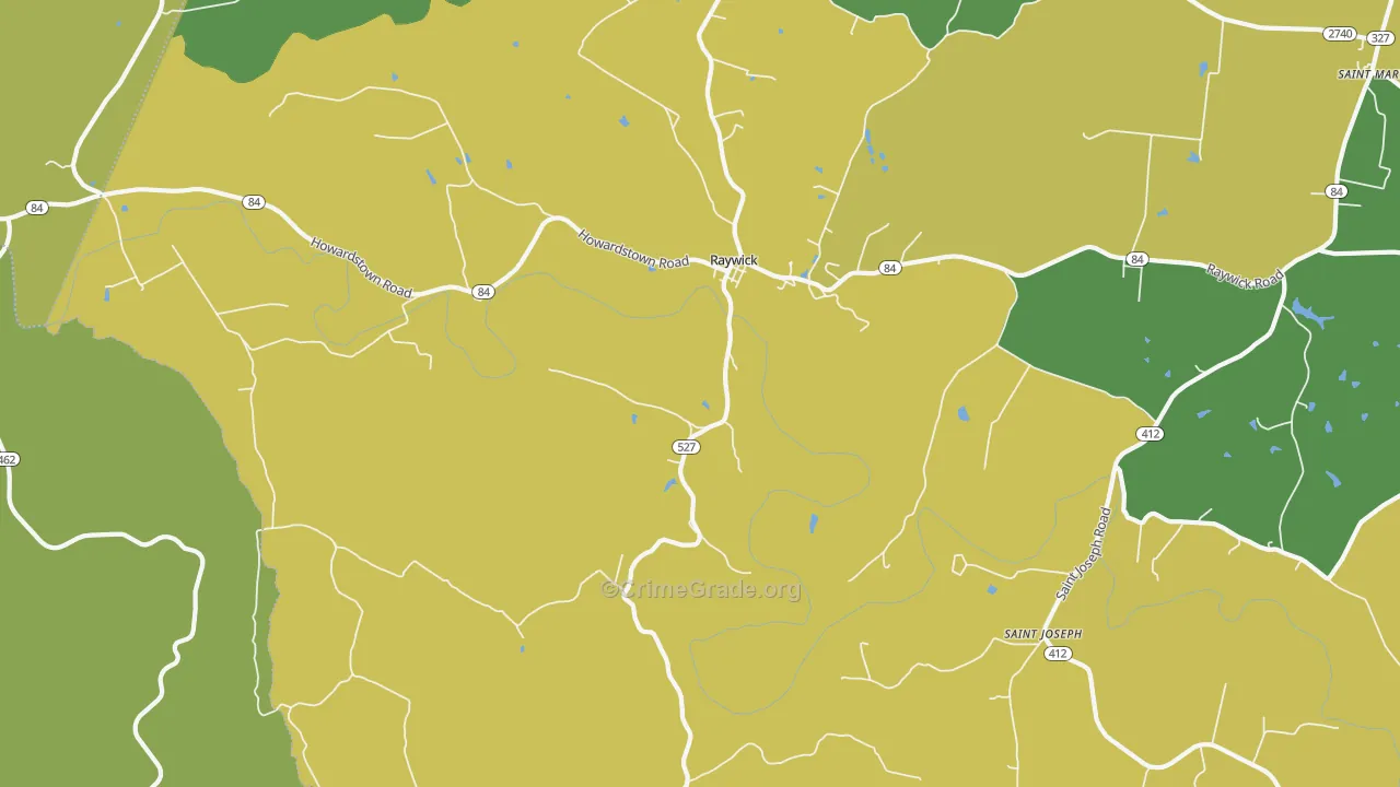 Raywick, KY Map of Vandalism Rates