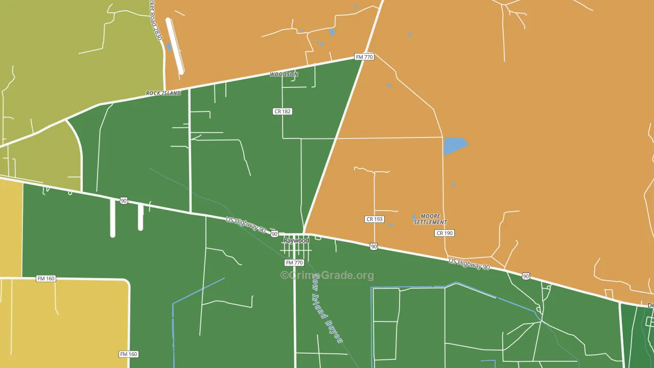 Raywood, TX Map of Vandalism Rates