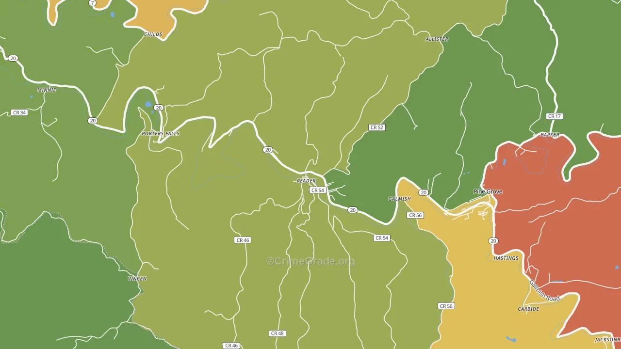 Reader, WV Map of Vandalism Rates