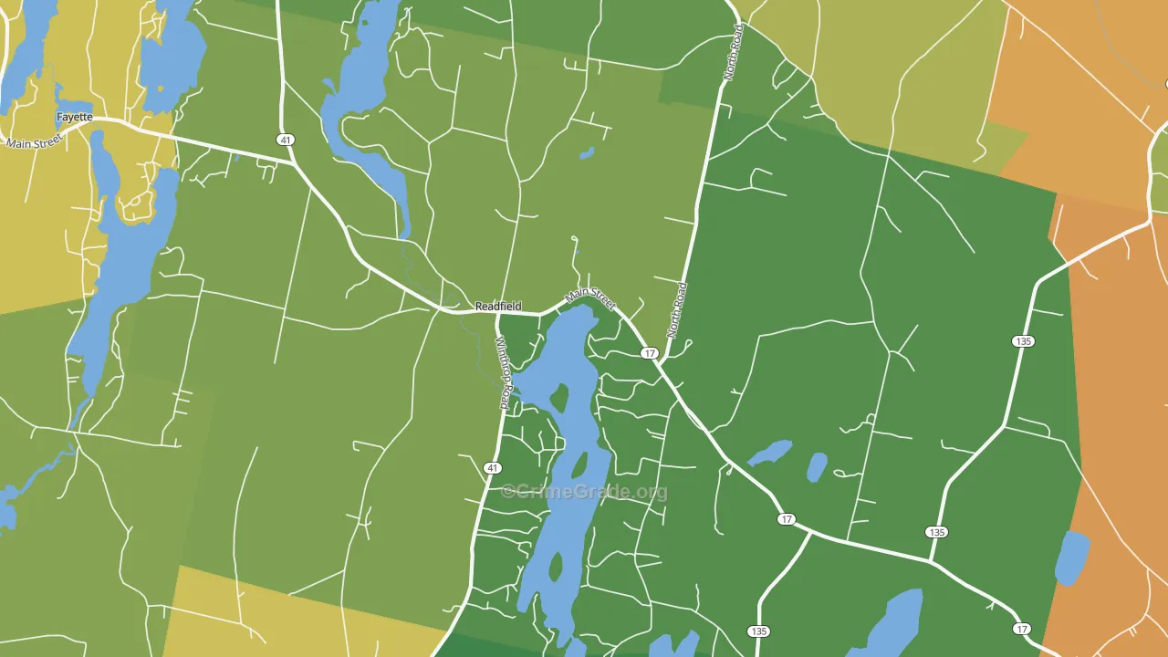 Readfield, ME Map of Vandalism Rates