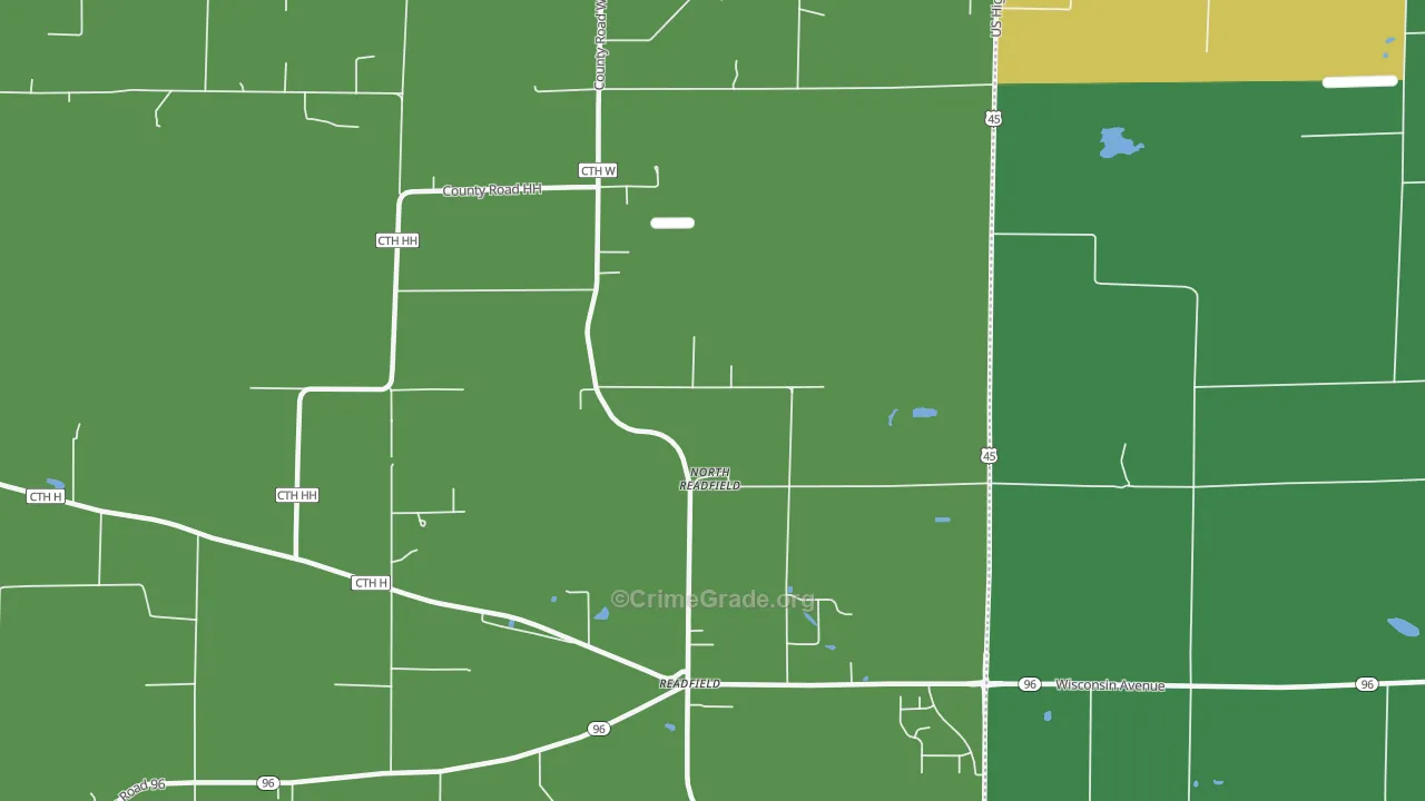 Readfield, WI Map of Vandalism Rates
