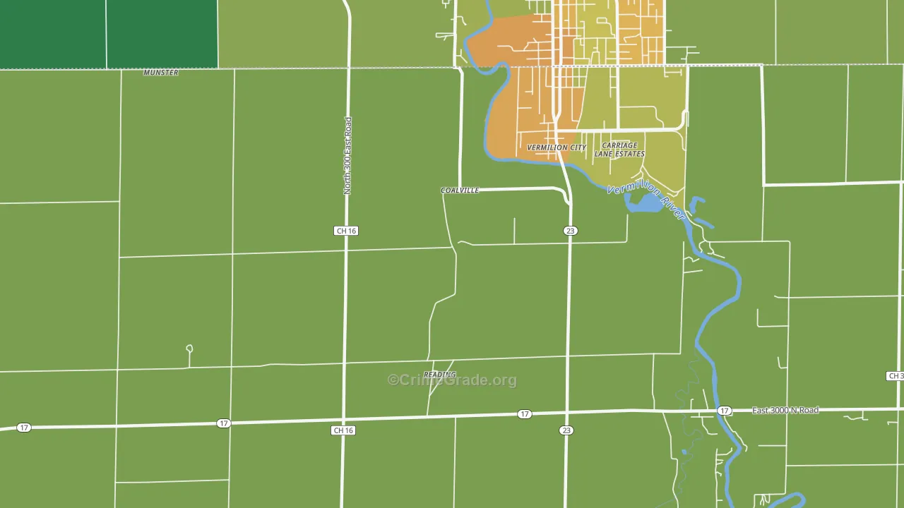 Reading, IL Map of Vandalism Rates