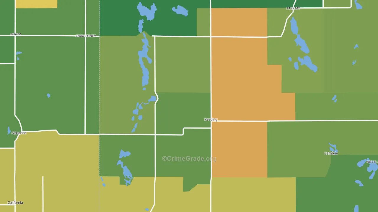 Reading, MI Map of Vandalism Rates