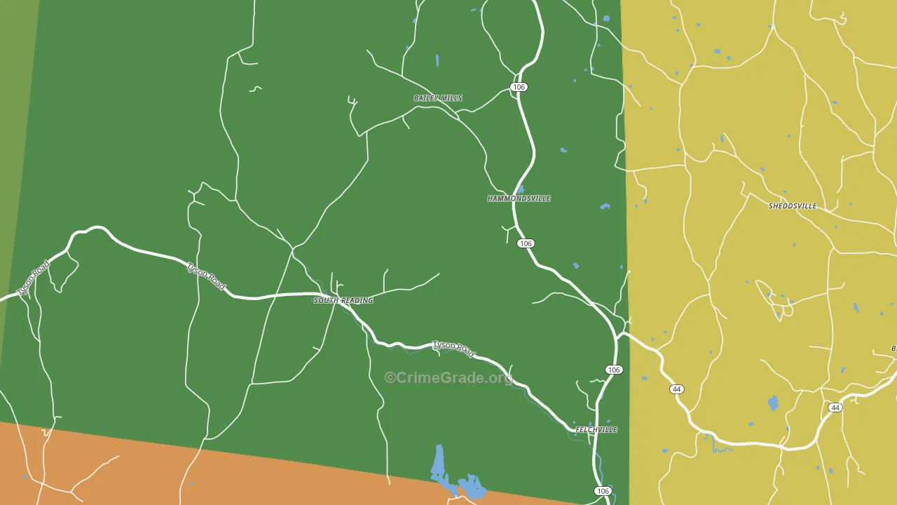 Reading, VT Map of Vandalism Rates