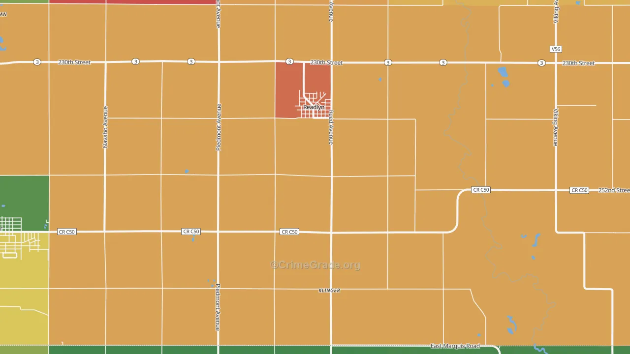 Readlyn, IA Map of Vandalism Rates