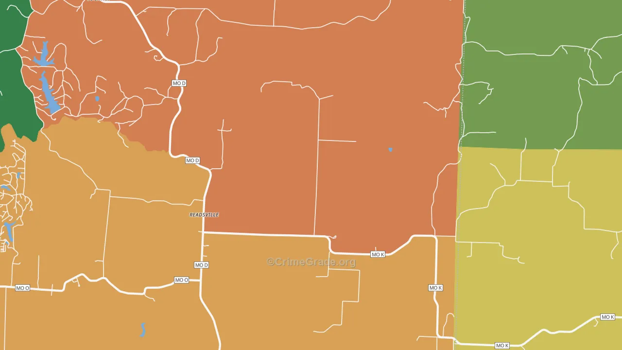 Readsville, MO Map of Vandalism Rates