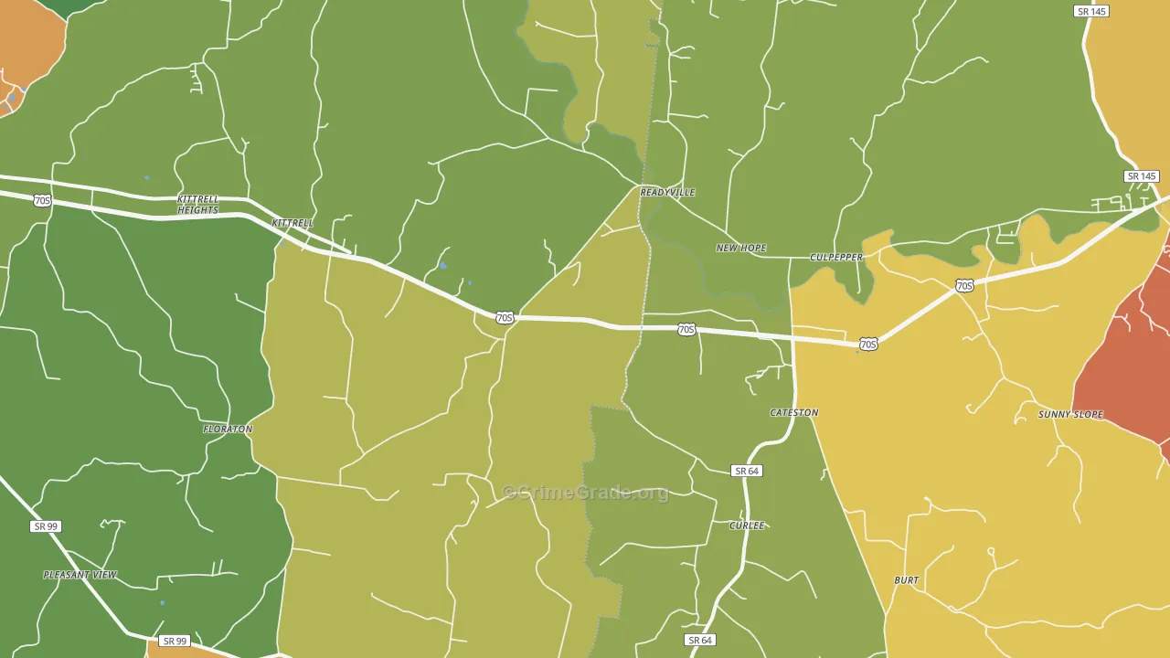 Readyville, TN Map of Vandalism Rates