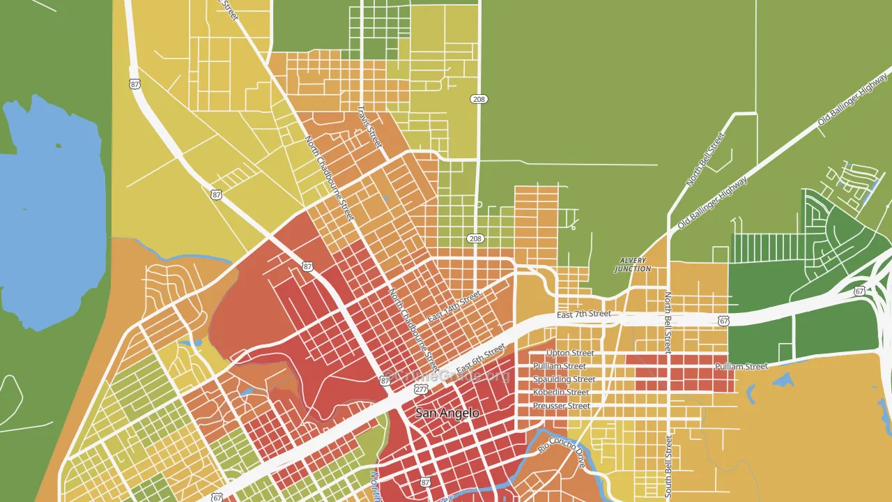 Reagan, San Angelo, TX Map of Vandalism Rates