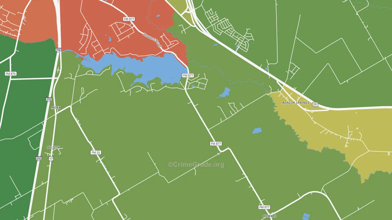 Reagor Springs, TX Map of Vandalism Rates