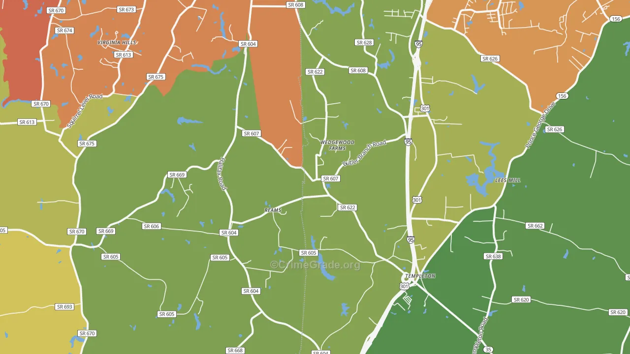 Reams, VA Map of Vandalism Rates