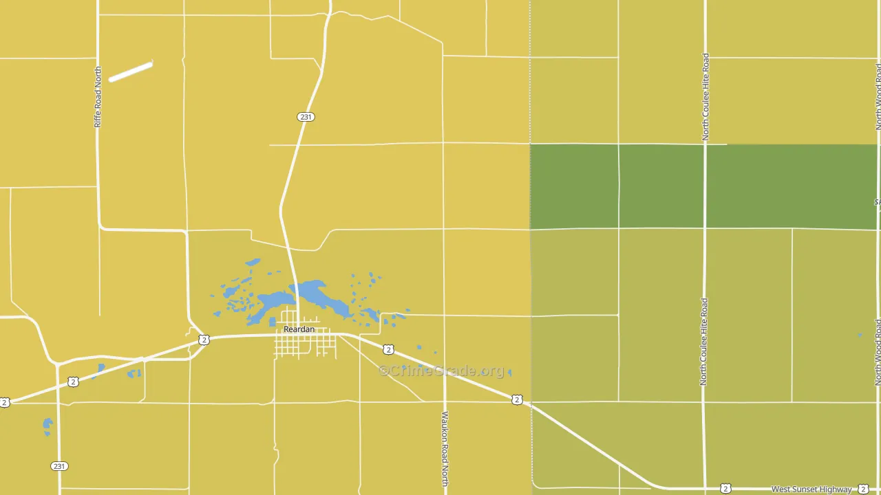 Reardan, WA Map of Vandalism Rates