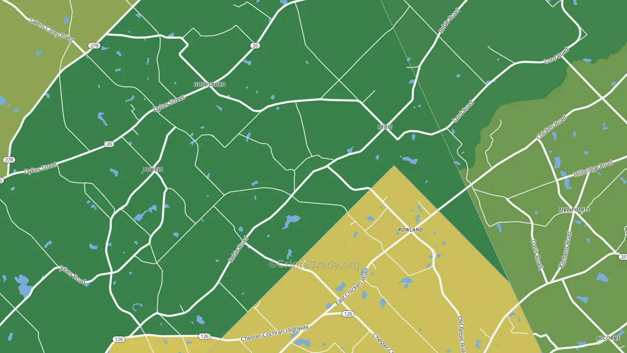 Rebie, GA Map of Vandalism Rates