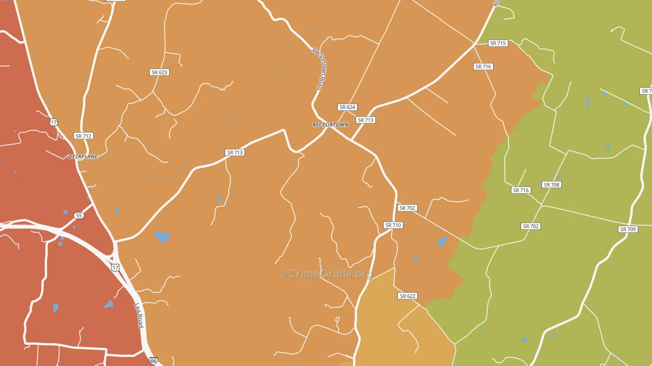 Rectortown, VA Map of Vandalism Rates