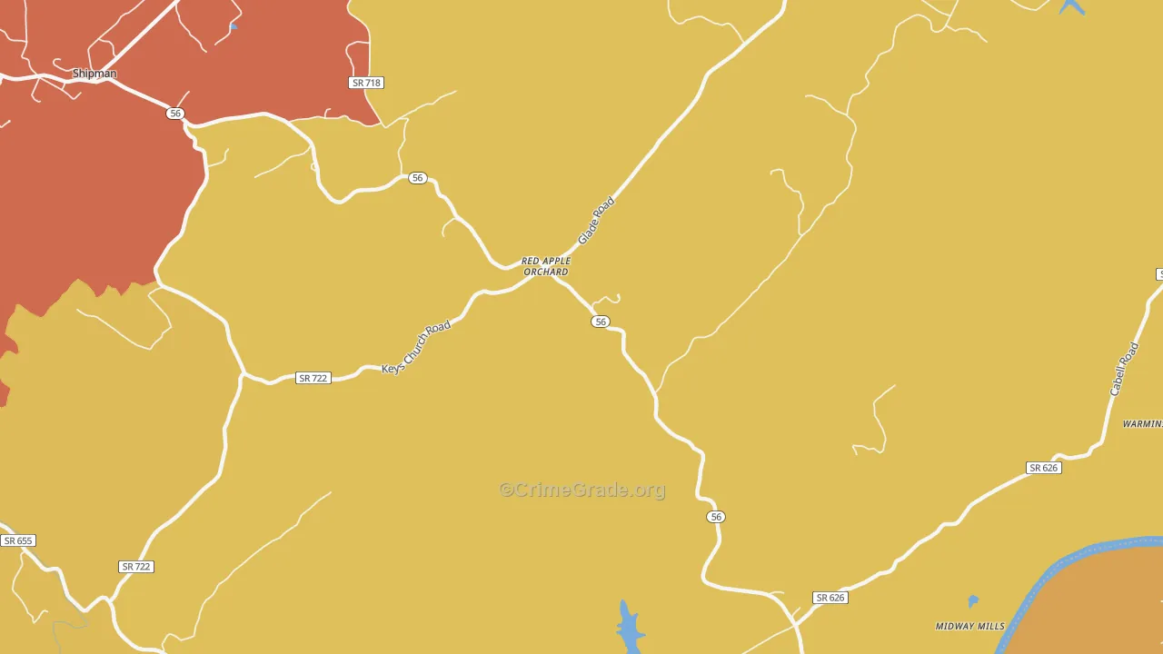 Red Apple Orchard, VA Map of Vandalism Rates