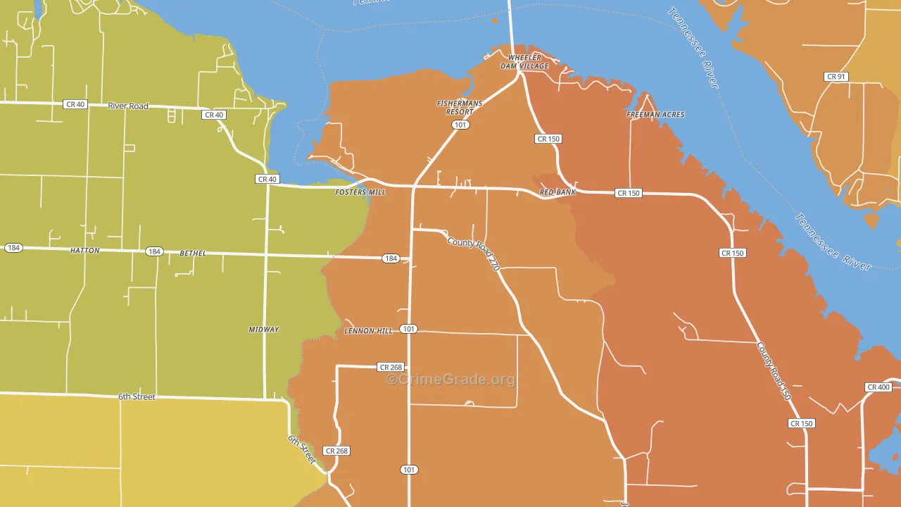 Red Bank, AL Map of Vandalism Rates