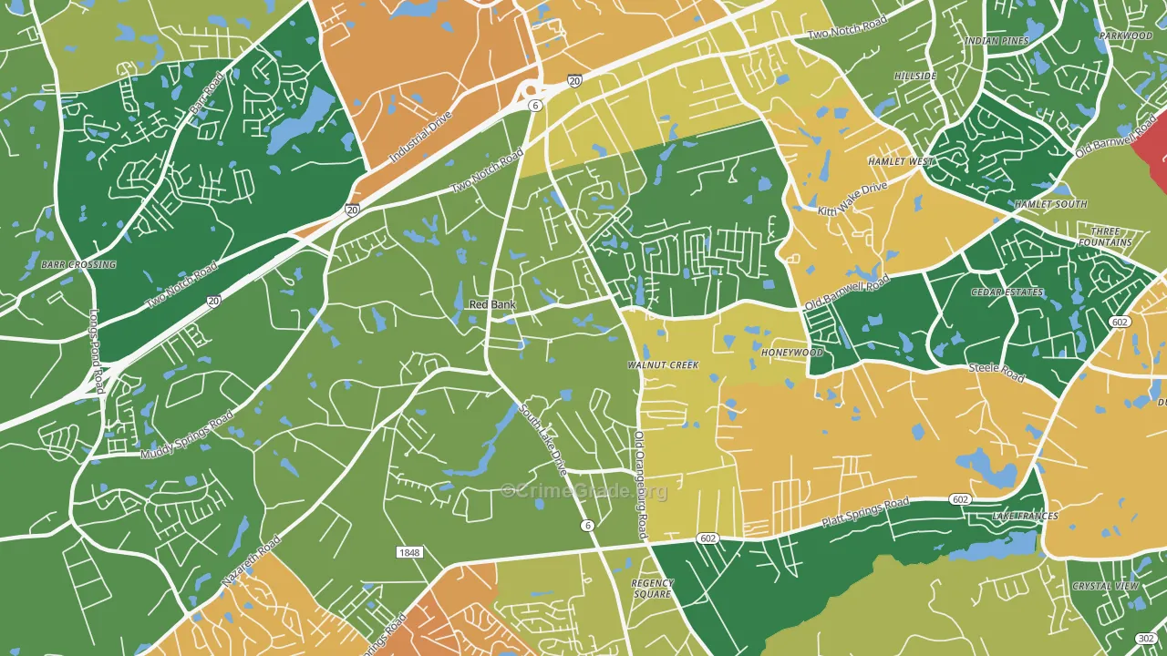 Red Bank, SC Map of Vandalism Rates